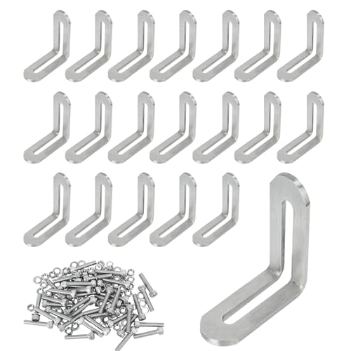 KINDPMA 20 Stück Winkelverbinder Edelstahl mit Langloch 60 x 60 x 19mm Metallwinkel Verstellbar 90 Grad L-förmige Eckstrebe mit Schlitz Befestigungswinkel Montagewinkel Winkel Metall von KINDPMA
