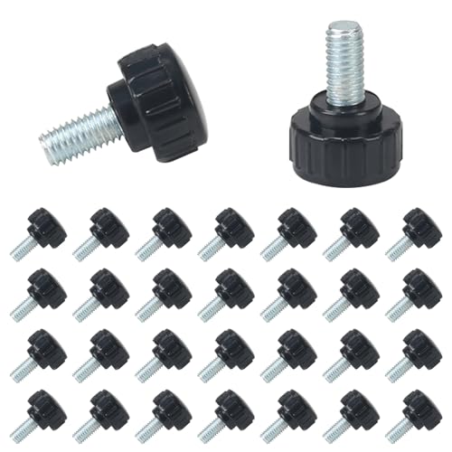KINDPMA 30pcs Rundgriffschraube Rändelschraube mit Gewinde Rundgriffbolzen M6 x 12mm Klemmknöpfe 18mm Handknöpfe Daumenschrauben Flügelschraube für Industrie Maschine von KINDPMA