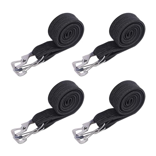 KINDPMA 4 Stück Verstellbar Spanngummi mit Haken 100CM Expander mit Haken Flach Spanngurte Gummiseil Gepäckspanner zum Befestigen von Gepäck oder Rucksäcken und zum Umziehen von Ladung (Schwarz) von KINDPMA