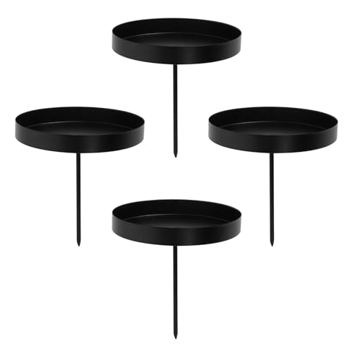 KINDPMA 4pcs Adventskranz Kerzenhalter Schwarz Kerzenständer Metall Stabkerzenhalter Durchmesser 8cm Kerzenhalter für Stumpenkerzen Adventskranz Weihnachten Dekoration (Schwarz) von KINDPMA