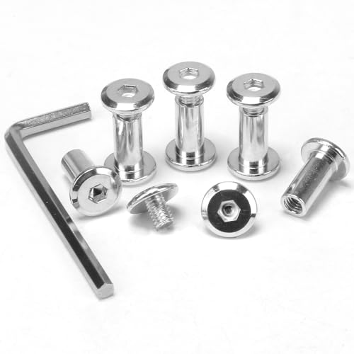 KINDPMA 35 Sets M6*15mm Verbindungsschraube Möbelschrauben Hülsenschrauben Möbelverbinder Schrankverbinder Innensechskant Edelstahl Flachkopfschrauben Hülsenmutter für Schränken,Holzbret,Türgriffen von KINDPMA