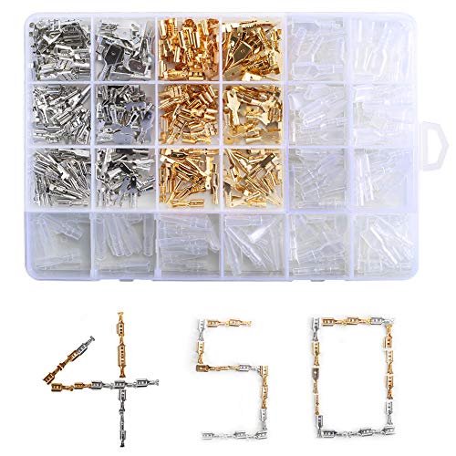 KINDPMA Flachsteckhülsen Set 450 Stück Kabelschuhe Flachstecker 6.3mm 4.8mm 2.8mm Terminal Flachstecker Kit Kabelverbinder Männlich Weiblich Kabelsteckschuhe Steckverbinder für Kfz Motorrad Auto von KINDPMA