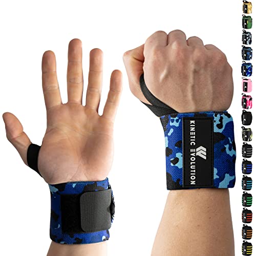KINETIC EVOLUTION [1 Paar Sport Handgelenkbandagen für Damen und Herren, Wrist Wraps Handgelenkstütze, Handgelenkschoner, schont-unterstützt das Gelenk, Bodybuilding, Fitness (Hellblau Camouflage) von KINETIC EVOLUTION