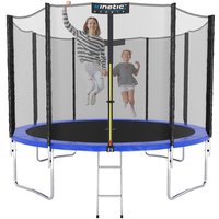 KINETIC SPORTS Trampolin Outdoor SALTO - Kindertrampolin Gartentrampolin Set mit Leiter, Netz, Randpolster, USA Sprungtuch Blau ø 244 cm von KINETIC SPORTS