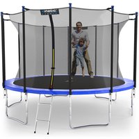 KINETIC SPORTS Trampolin Outdoor SALTO - TÜV Rheinland geprüft, Kindertrampolin Set mit Netz, Randpolster, USA Sprungruch - Ø 366 cm, Blau-4 von KINETIC SPORTS