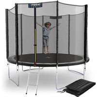 Trampolin Outdoor - tüv Rheinland geprüft, Komplett-Set für Kinder, usa Sprungtuch, Sicherheitsnetz, Randpolster, Leiter - ø 305 cm, Schwarz-2 von KINETIC SPORTS