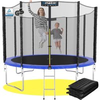 Trampolin Outdoor - tüv Rheinland geprüft, Komplett-Set für Kinder, usa Sprungtuch, Sicherheitsnetz, Randpolster, Leiter - ø 244 cm, Blau-2 - Kinetic von KINETIC SPORTS