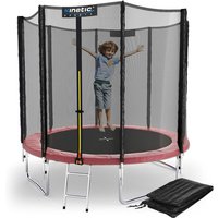 Trampolin Outdoor - tüv Rheinland geprüft, Komplett-Set für Kinder, usa Sprungtuch, Sicherheitsnetz, Randpolster, Leiter - ø 244 cm, Pink-2 - Kinetic von KINETIC SPORTS