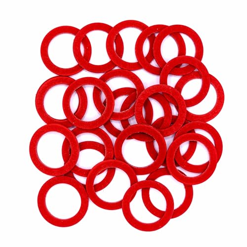 KINETICS LINE Vulkanit Flachdichtungen 1 Zoll Spezial (30 x 21 x 2 mm) 25 Stück Rote Faserdichtungen für Pumpen, Isolatoren, Motoren (bis zu 110°C) von KINETICS LINE