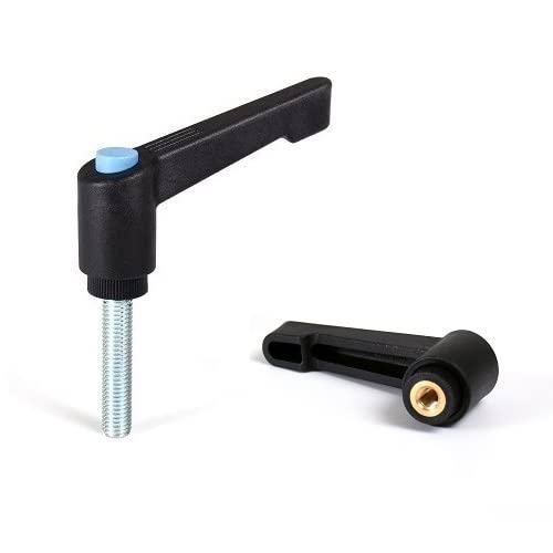 KINETIK MSystem® KM.KH1080 Klemmhebel M10 mit Gewindebolzen oder Messing Buchse/Spanngriff Griffmutter Klemmgriff Verschlusshebel/verstellbarer Griff in schwarz - 1 Stück (M10 mit Innengewinde) von KINETIK MSystem