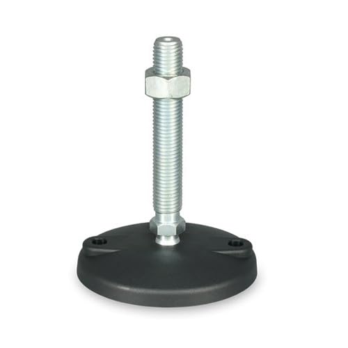 KINETIK MSystem® Stellfuß M14 - KM.SF10 - Ø100 mm mit Anschraubbohrungen für Bodenbefestigung, höhenverstellbar, nivellierbar, schwenkbar Gewindespindel M14x125 mm Stahl verzinkt von KINETIK MSystem