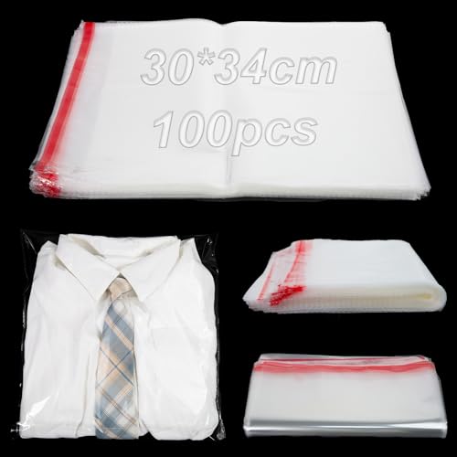 100 Stück Große Cellophantüten Selbstklebend 30x34 cm Klarsichttüten zum Befüllen OPP PlastiktütenTütchen Zellophantüten Kekse Tüten Flachbeutel Weihnachten für Süßigkeiten Nüssen Schokolade Schmuck von KINETOX