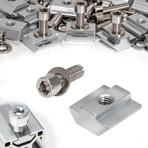 KINETOX 20 Stück Nutensteine M6 Set T-Nut M6 T-Slot Nutmuttern Schrauben 4040 Serie Schiebemuttern M6 T Nut Schiene für Aluminiumprofil Extrusionsschlitz von KINETOX