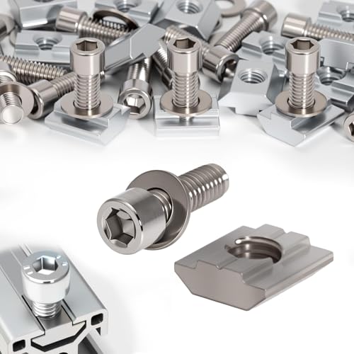KINETOX 25 Stück Nutensteine M8 Set T-Nut M8 T-Slot Nutmuttern Schrauben 3030 Serie Schiebemuttern M8 T Nut Schiene für Aluminiumprofil Extrusionsschlitz von KINETOX