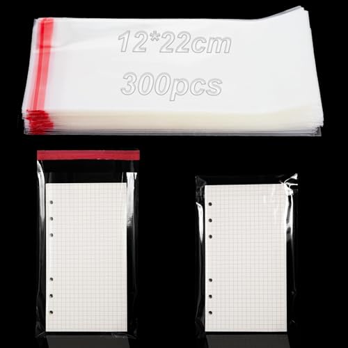 300 Stück Cellophantüten Selbstklebend 12x22 cm, Klarsichttüten zum Befüllen OPP Kleine Plastiktüten Plastikbeutel Verschließbar für Kekse, Süßigkeiten, Schokolade, Schmuck & Ohrringe von KINETOX