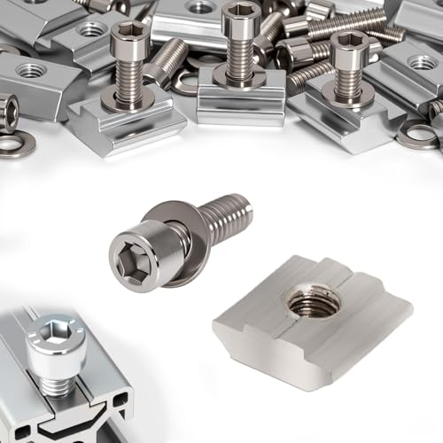KINETOX 32 Stück Nutensteine M6 Set T-Nut M6 T-Slot Nutmuttern Schrauben 3030 Serie Schiebemuttern M6 T Nut Schiene für Aluminiumprofil Extrusionsschlitz von KINETOX