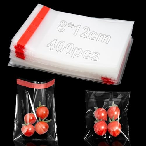 400 Stück Cellophantüten Selbstklebend 8x12 cm, Klarsichttüten zum Befüllen OPP Kleine Plastiktüten Plastikbeutel Verschließbar für Kekse, Süßigkeiten, Schokolade, Schmuck & Ohrringe von KINETOX