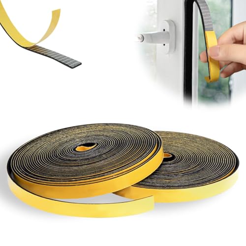 KINETOX 24m Dichtungsband selbstklebend 12mm x 1.5mm Moosgummi Selbstklebend EPDM Schaumstoff Klebeband Türdichtung Dichtband für Altbautüren die Haustür Fensterdichtung von KINETOX