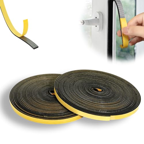 KINETOX 24m Dichtungsband selbstklebend 12mm x 3mm Moosgummi Selbstklebend EPDM Schaumstoff Klebeband Türdichtung Dichtband für Altbautüren die Haustür Fensterdichtung von KINETOX