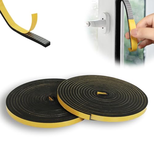 KINETOX 12m Dichtungsband selbstklebend 12mm x 6mm Moosgummi Selbstklebend EPDM Schaumstoff Klebeband Türdichtung Dichtband für Altbautüren die Haustür Fensterdichtung von KINETOX