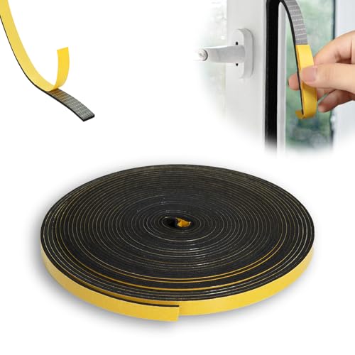 KINETOX 12m Dichtungsband selbstklebend 25mm x 3mm Moosgummi Selbstklebend EPDM Schaumstoff Klebeband Türdichtung Dichtband für Altbautüren die Haustür Fensterdichtung von KINETOX