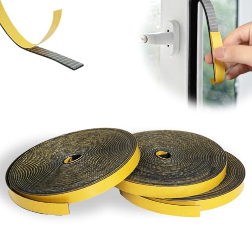 KINETOX 24m Dichtungsband selbstklebend 6mm x 1.5mm Moosgummi Selbstklebend EPDM Schaumstoff Klebeband Türdichtung Dichtband für Altbautüren die Haustür Fensterdichtung von KINETOX