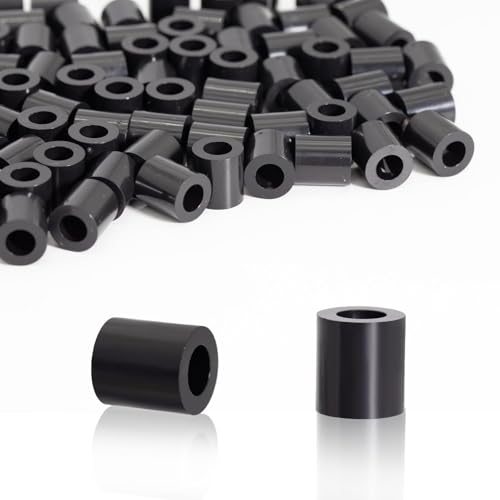KINETOX 100 Stk Distanzhülsen M6 ABS Abstandshalter Kunststoff (Schwarz) Gummi Distanzhülsen kunststoff Isolierung Distanzscheiben für M6 Schrauben 11x10 mm für Leiterplatten | Elektrisch isolierend von KINETOX