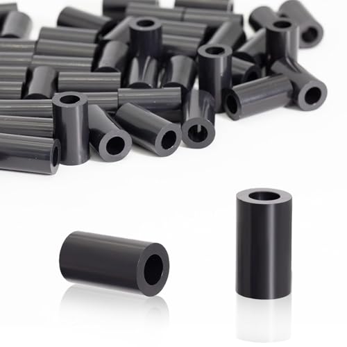 KINETOX 100 Stk Distanzhülsen M6 ABS Abstandshalter Kunststoff (Schwarz) Gummi Distanzhülsen kunststoff Isolierung Distanzscheiben für M6 Schrauben 11x18mm für Leiterplatten | Elektrisch isolierend von KINETOX