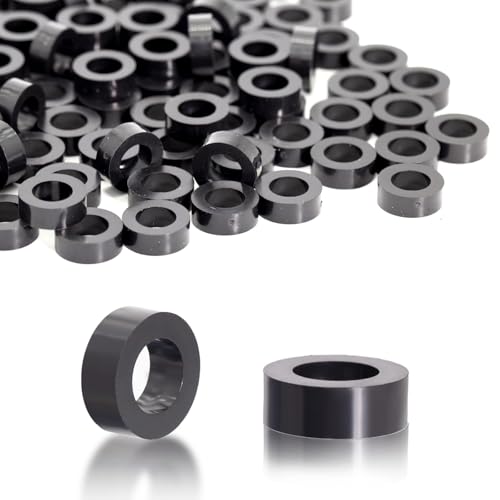 KINETOX 100 Stk Distanzhülsen M8 ABS Abstandshalter Kunststoff (Schwarz) Gummi Distanzhülsen kunststoff Isolierung Distanzscheiben für M8 Schrauben 14x8mm für Leiterplatten | Elektrisch isolierend von KINETOX