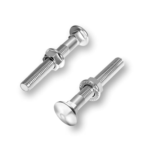 KINETOX 20 Stück Schlossschrauben M8×80mm Schloßschrauben DIN 603 mit Sechskant-Flanschmutter M8 Mutter Torbandschrauben Weit verbreitet in der Elektronik Maschinenbau Bauwesen Heimdekoration von KINETOX