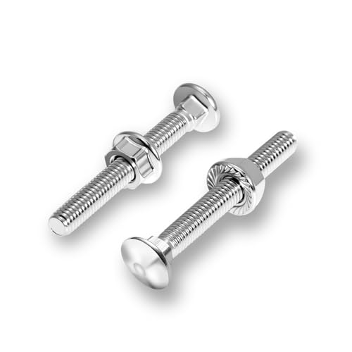 KINETOX 30 Stück Schlossschrauben M6×50mm Schloßschrauben DIN 603 mit Sechskant-Flanschmutter M6 Mutter Torbandschrauben Weit verbreitet in der Elektronik Maschinenbau Bauwesen Heimdekoration von KINETOX