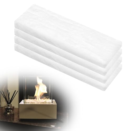 KINETOX 4 Stück Keramikwolle für Bioethanol Kamin 30 x 10 x 2.5cm Ethanol Ceramic Wool Keramikschwamm für Bioethanol Kamin Tischkamin Ethanol Ceramic Tischkamin Indoor von KINETOX