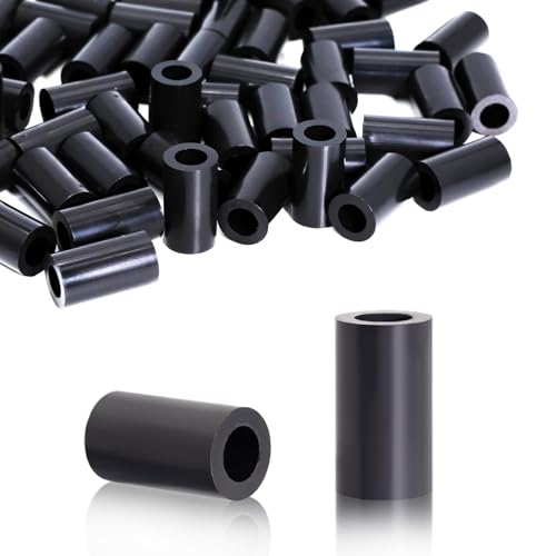 KINETOX 60 Stk Distanzhülsen M8 ABS Abstandshalter Kunststoff (Schwarz) Gummi Distanzhülsen kunststoff Isolierung Distanzscheiben für M8 Schrauben 14x25mm für Leiterplatten | Elektrisch isolierend von KINETOX