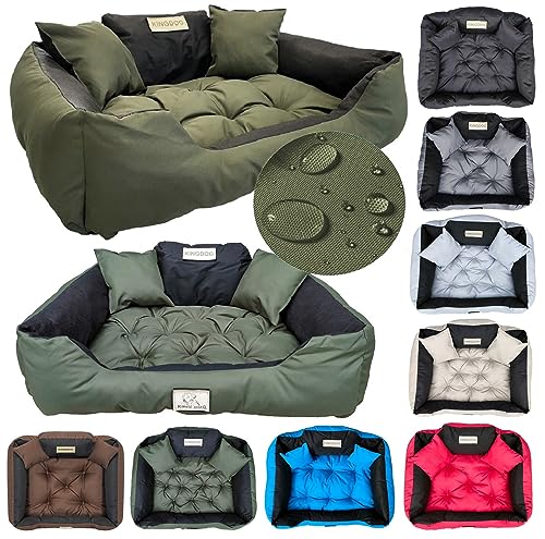 KING DOG Hundebett Kleine Hunde Waschbar Orthopädisches S 55 x 45 cm Hundekissen Haustierbett Hundekorb Hundecouch mit Hohem Rand Wasserdicht Material Silikon Füllung Grün von KING DOG