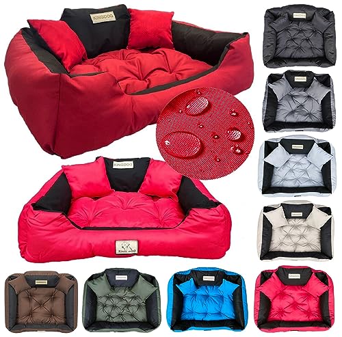 KING DOG Hundebett Kleine Hunde Waschbar Orthopädisches S 55 x 45 cm Hundekissen Haustierbett Hundekorb Hundecouch mit Hohem Rand Wasserdicht Material Silikon Füllung Rot von KING DOG