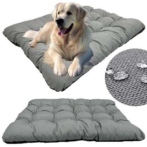 KING DOG Hundekissen M 80 x 60 cm wasserdichte Matte für Große und Mittelgroße Hunde Komfortable Weiche und Einfach zu Reinigende Matte in Grau Höhe 10 cm Kühlmatte Bequeme Liegefläche für Haustiere von KING DOG