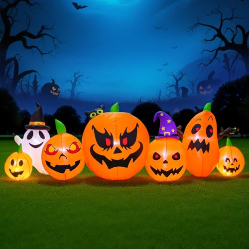 Aufblasbare Halloween-Kürbis-Dekorationen mit Geist, schwarzer Katze und integrierten LEDs, 2,4 m, aufblasbar, für den Außenbereich, Hof, Dekoration für Rasen, Garten, Veranda Aufblasbare Halloween-Kürbis-Dekorationen mit Geist, schwarzer Katze und integrierten LEDs, 2,4 m, aufblasbar, für den Außenbereich, Hof, Dekoration für Rasen, Garten, Veranda von KING DOO