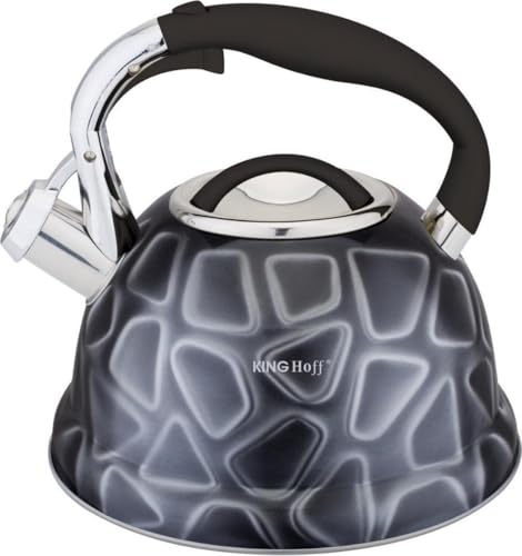 Kinghoff KH-1064 Schwarz Edelstahl Wasserkessel ca. 2,7 L Induktion Pfeifkessel Flötenkessel von KING HOFF