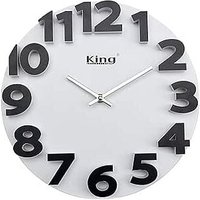 King Home 3D-Plastik-Wanduhr 30x4 cm weiß mit schwarzen Ziffern von BIACCHI GIANFRANCO