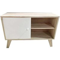 King Home Paulownia Holzschrank 70x25x49h cm 2 Fächer mit Schiebetüren von KING HOME