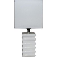 King Home - weisse tischlampe Keramik rechteckiger Sockel 14x11x29,5 cm von KING HOME