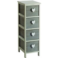 King Home Paulownia Holz Kommode 26x32x81h cm 4 Schubladen W/Kern weiß/grau King Home Paulownia Holz Kommode 26x32x81h cm 4 Schubladen W/Kern weiß/grau von KING HOME