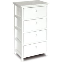 King Home Paulownia Holz Schubladenkommode 40x29x73h cm 4 Schubladen weiß von KING HOME