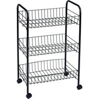 King Home SCHWARZER MULTI-PURPOSE TROLLEY aus Metall mit 3 Ablagen und 4 Rädern 40x26x62h cm King Home SCHWARZER MULTI-PURPOSE TROLLEY aus Metall mit 3 Ablagen und 4 Rädern 40x26x62h cm von KING HOME