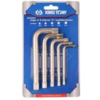 KING TONY 20505PR01 Spline L - Satz de Schraubenschlüssel, Standardarm, Größe M5 - M12, 5 Stück, Pack de 6 von KING TONY