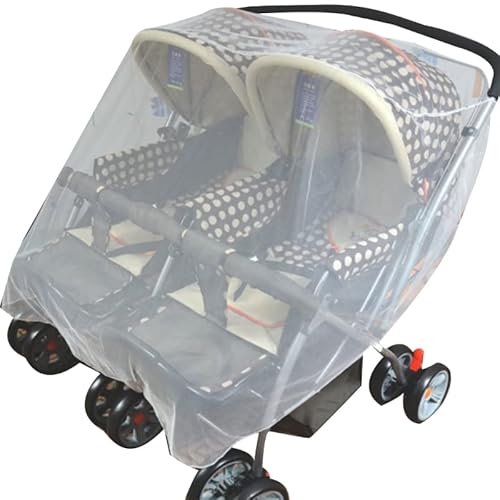 KING TREMELLA Anti-Moskitonetz Sonnenschutz-Doppel-Kinderwagen-Abdeckung Atmungsaktives Sommer-Käfernetz Groß Zwillings-Kinderwagen-Netznetz von KING TREMELLA