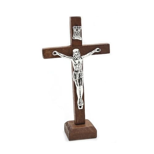 KING TREMELLA Katholisches Jesus für Kreuz Kruzifix aus Holz mit Ständer religiöses Gebet Tischplatte De von KING TREMELLA