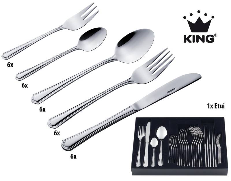 KING Besteck-Set »Düsseldorf« (31-tlg), 6 Personen, Edelstahl 18/0, Besteck im zeitlosen Design, mit Besteck-Etui von KING