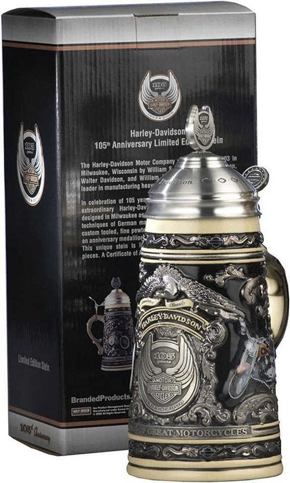 KING Bierkrug Harley Davidson 0,75L Geschenkbox authentischer deutscher Bierkrug, ceramic von KING