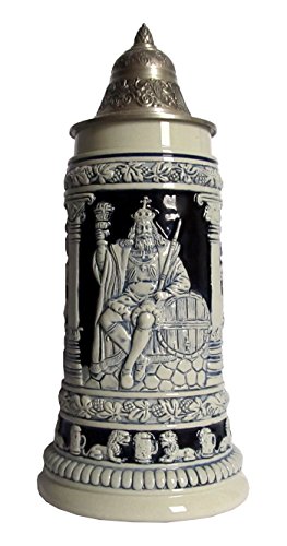KING Blauer Bierkrug Gambrinus Bierkönig Seidel 0,75 Liter Bierseidel von KING